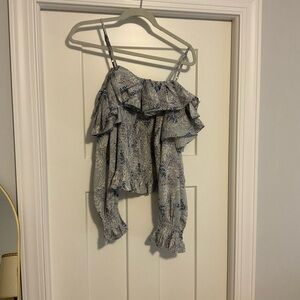 Gracia off-the-shoulder ruffle, floral blouse